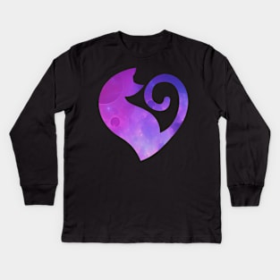 Celestial Valentines Cat Heart Kids Long Sleeve T-Shirt